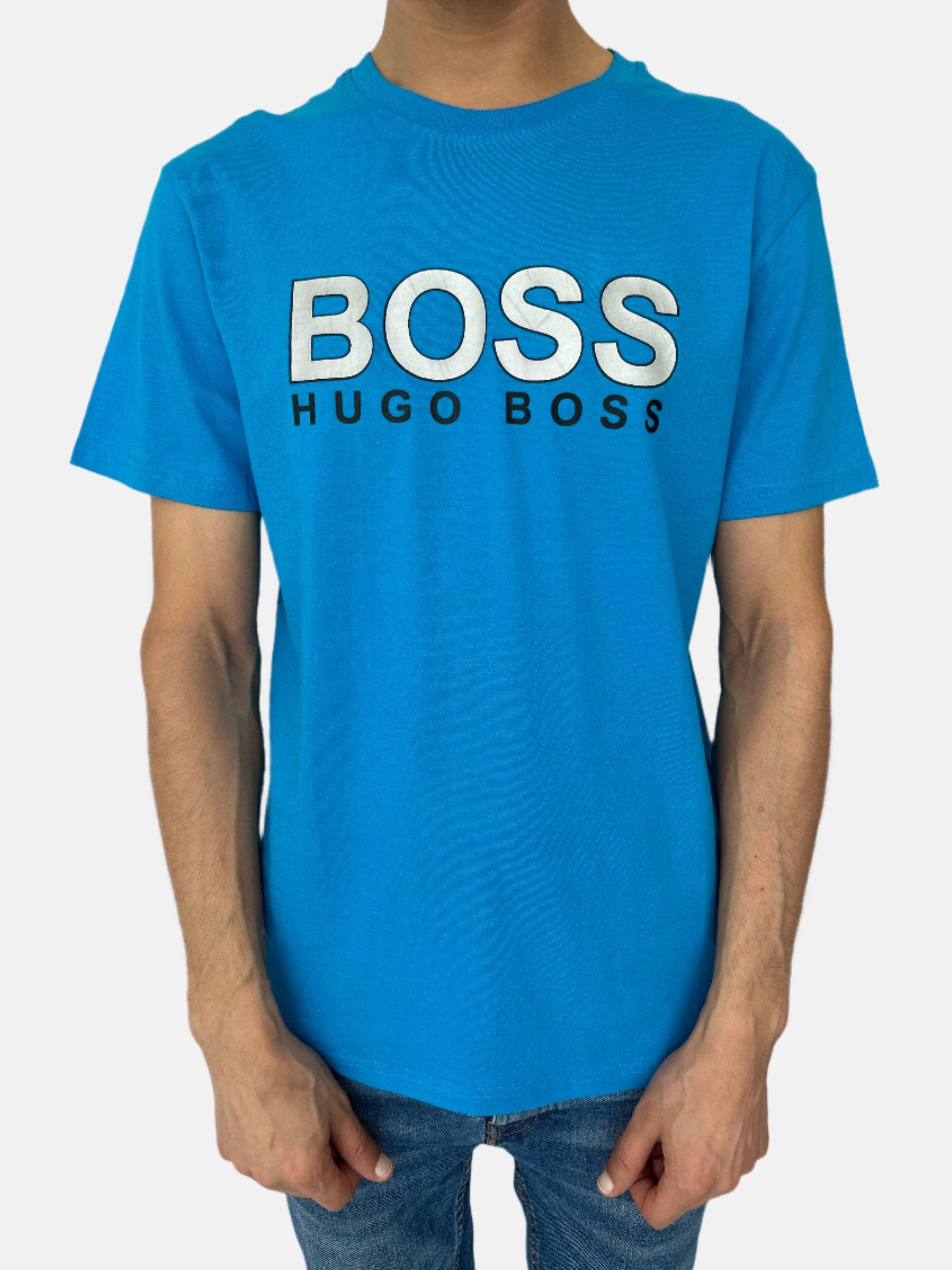 T-shirt col rond bleu BOSS