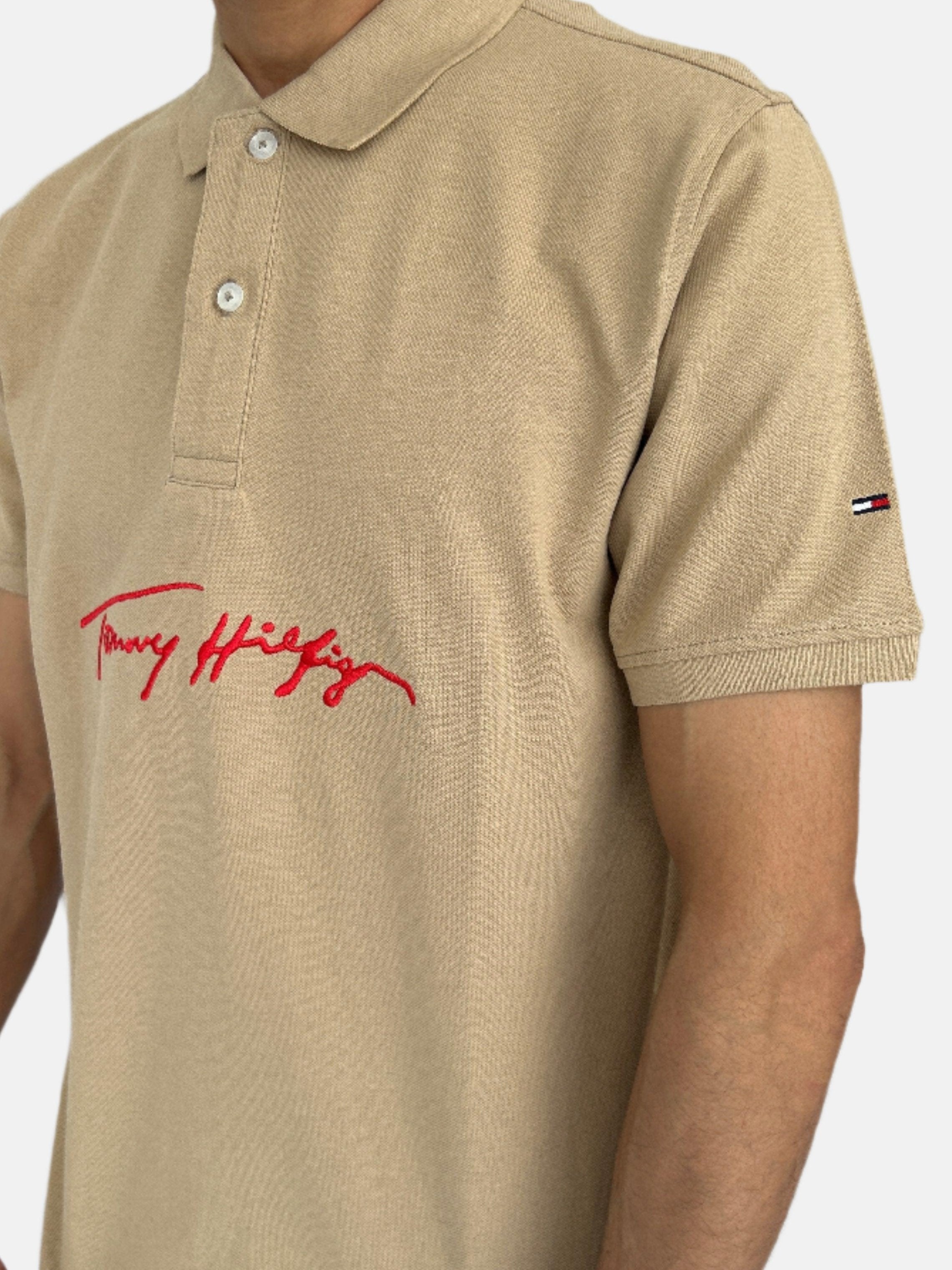 Polos beiges Tommy Hilfiger pour hommes