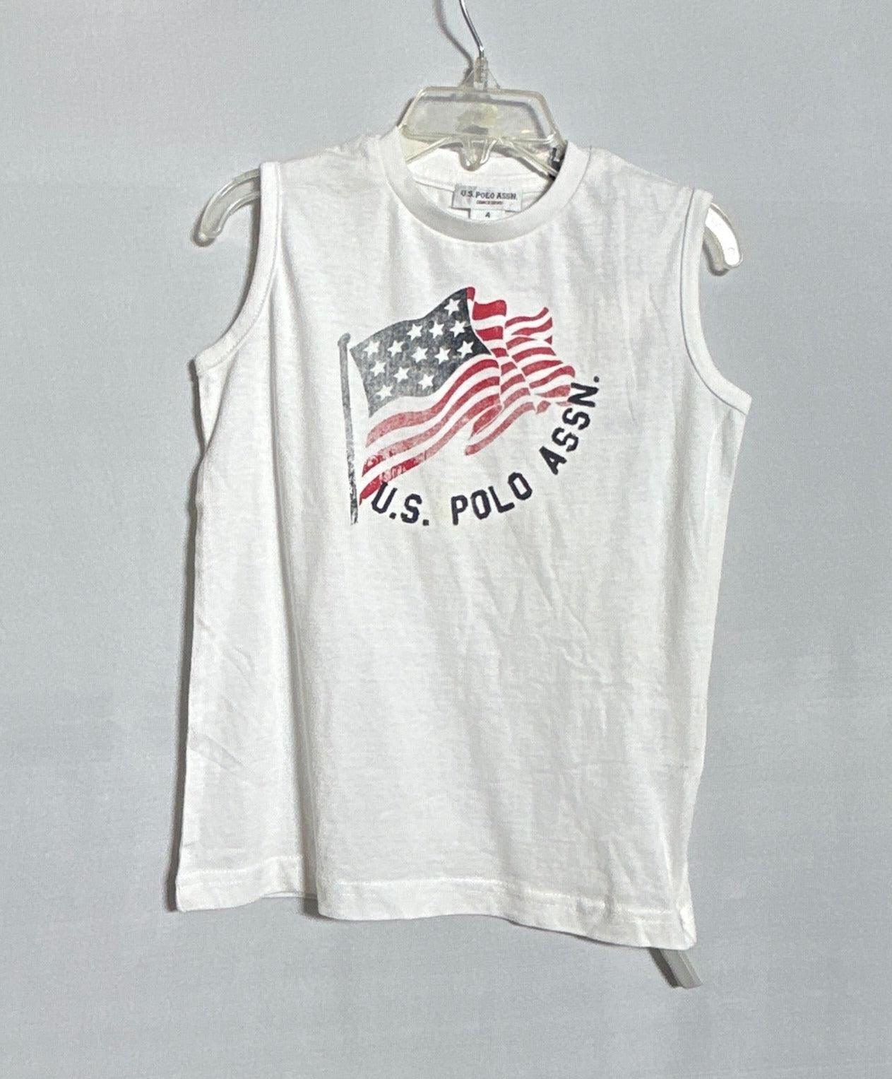 U.S. POLO ASSN BOYS SLEEVELESS T-SHIRT WHT-4