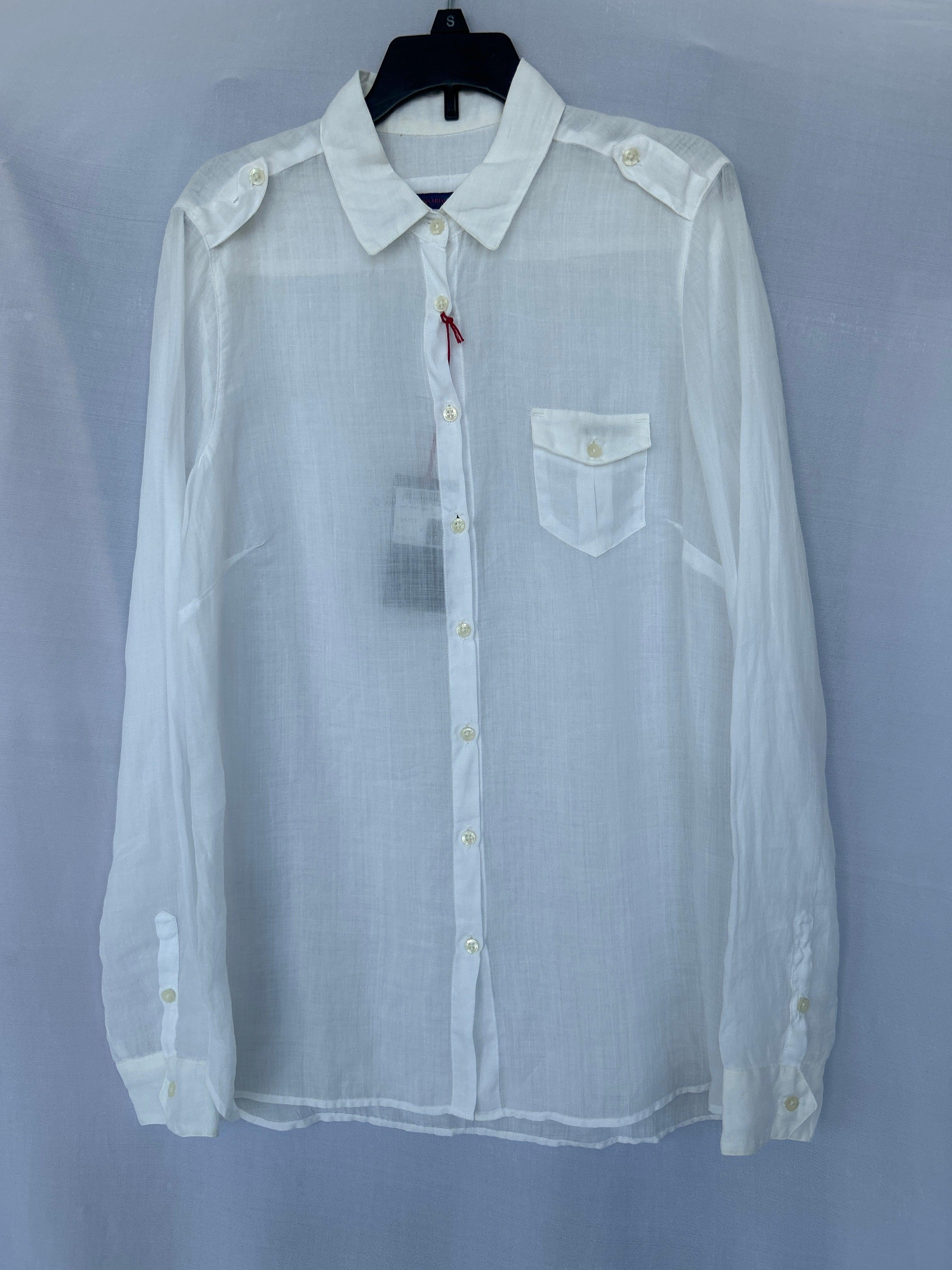 White Col-01 564319 Trussardi Women Linen Long Sleeve Shirt