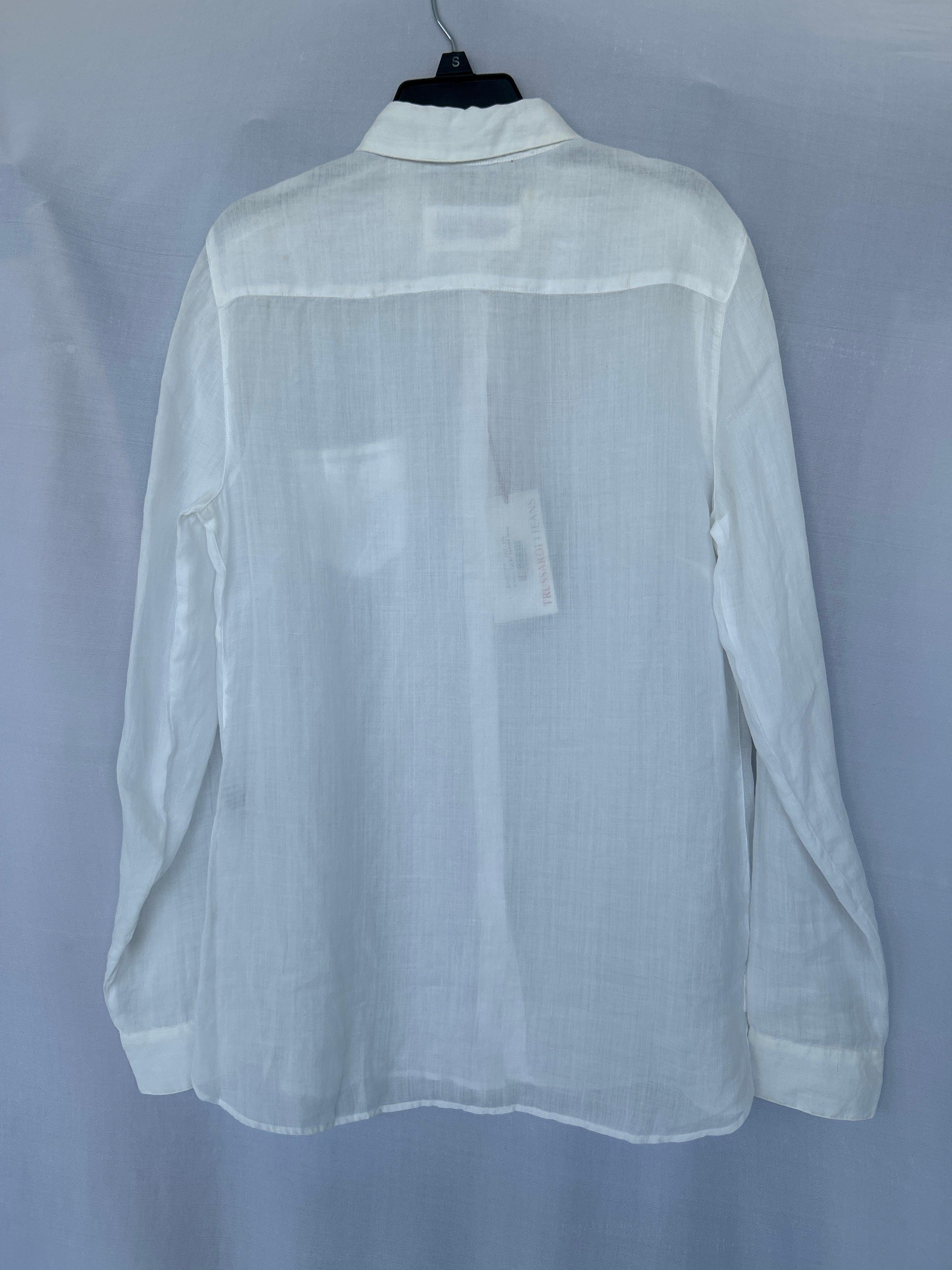 White Col-01 564319 Trussardi Women Linen Long Sleeve Shirt