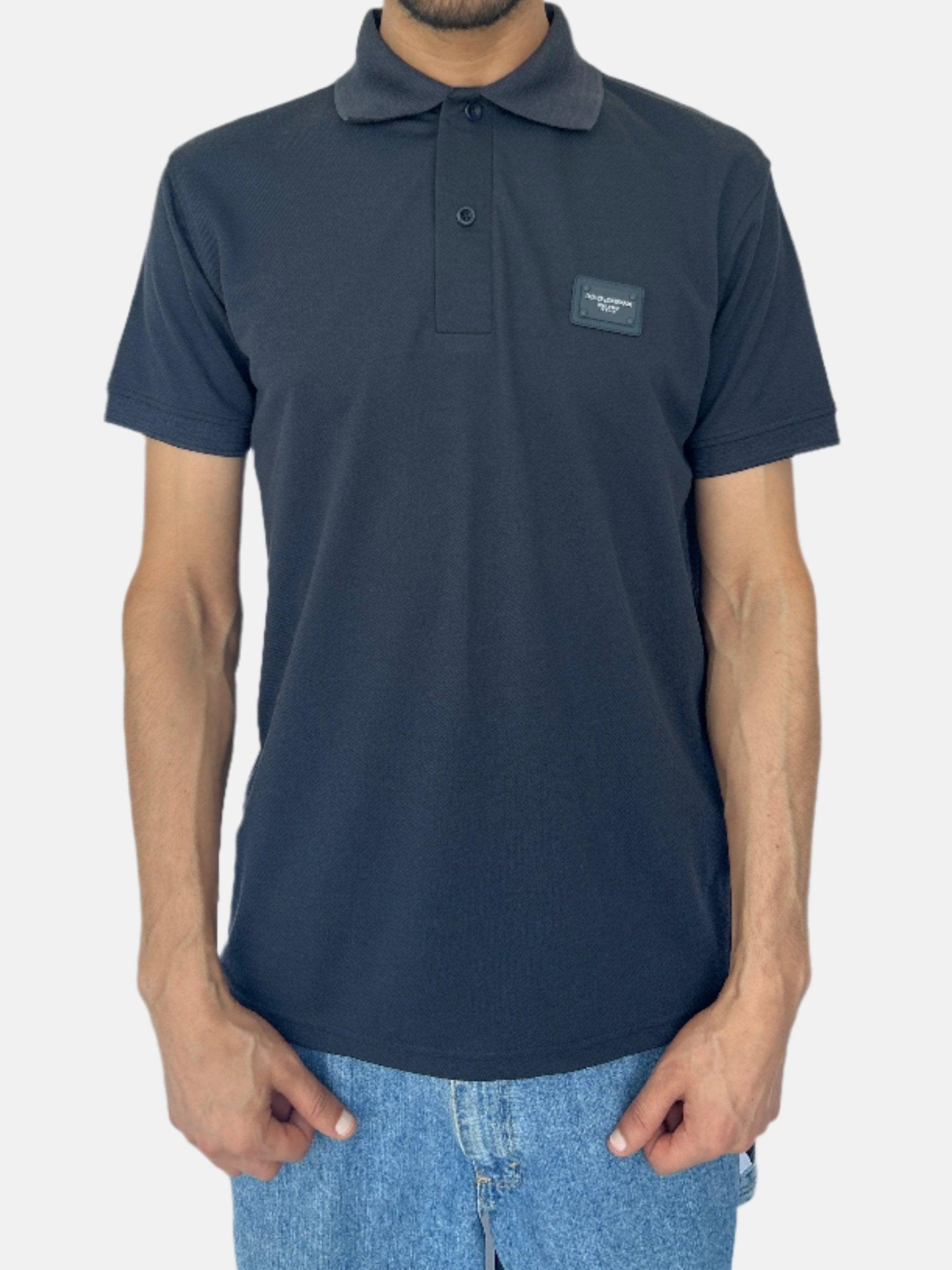 T-shirt polo avec plaque logo DOLCE &amp; GABBANA bleu marine