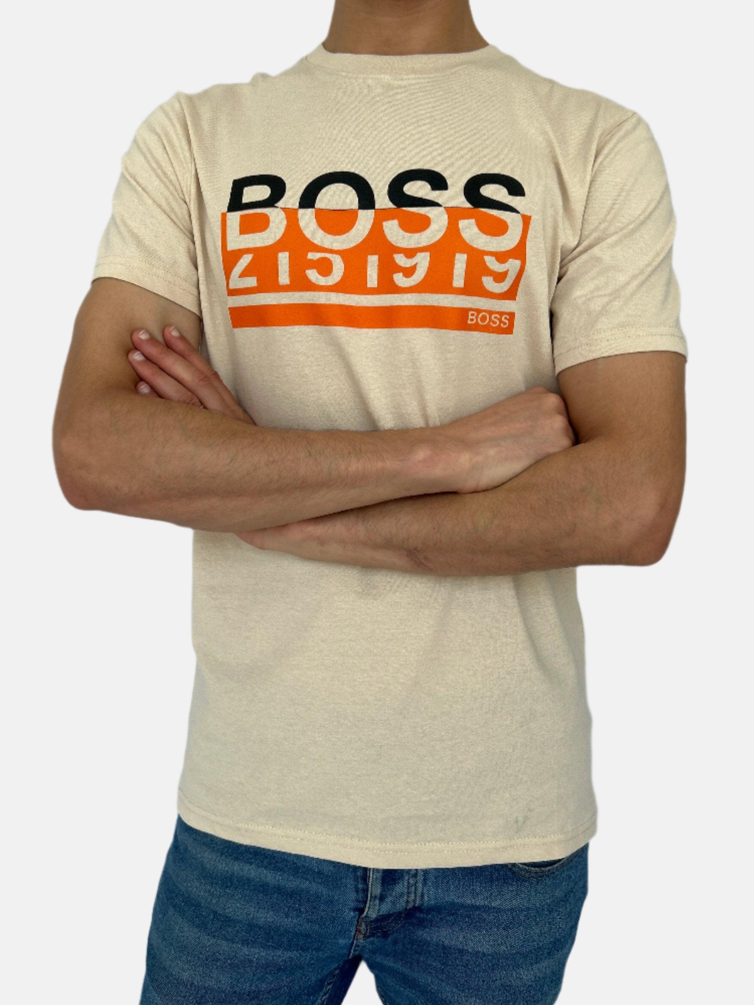 T-shirt col rond crème BOSS