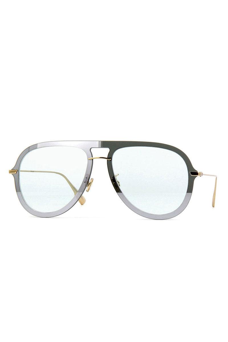 Lunettes de soleil aviateur vertes argentées Christian Dior 57 mm