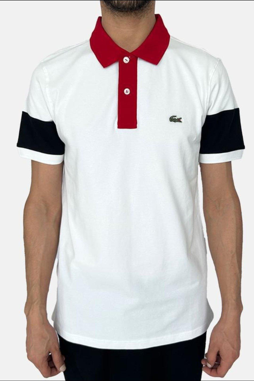 T-SHIRT POLO HOMME LACOSTE ROUGE BLANC