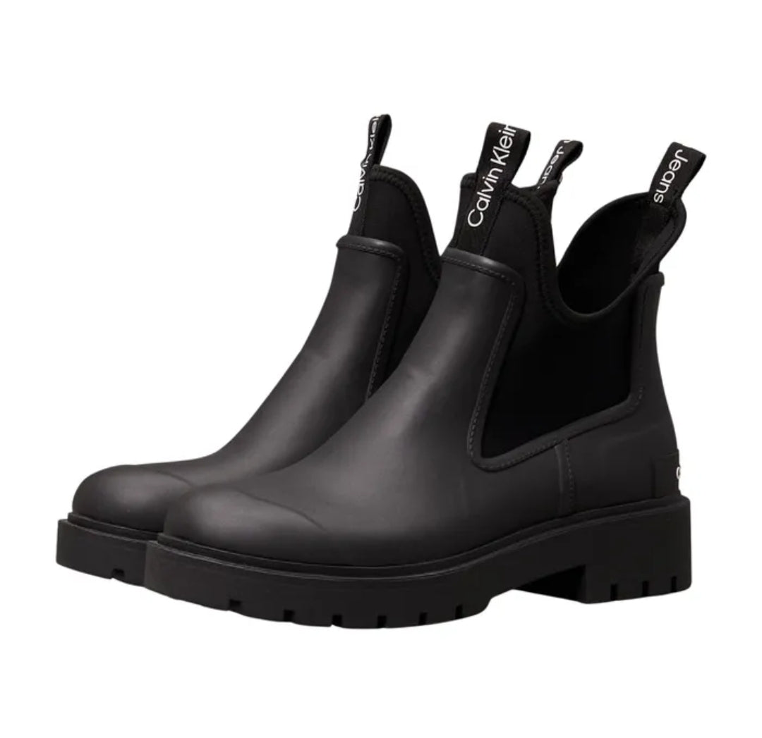 Calvin Klein Women Mid Rain Boots Chelsea Black YWOYW01034 NGN-XHF 05/22