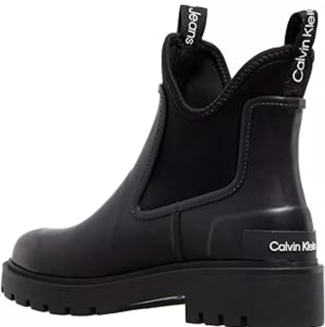 Calvin Klein Women Mid Rain Boots Chelsea Black YWOYW01034 NGN-XHF 05/22