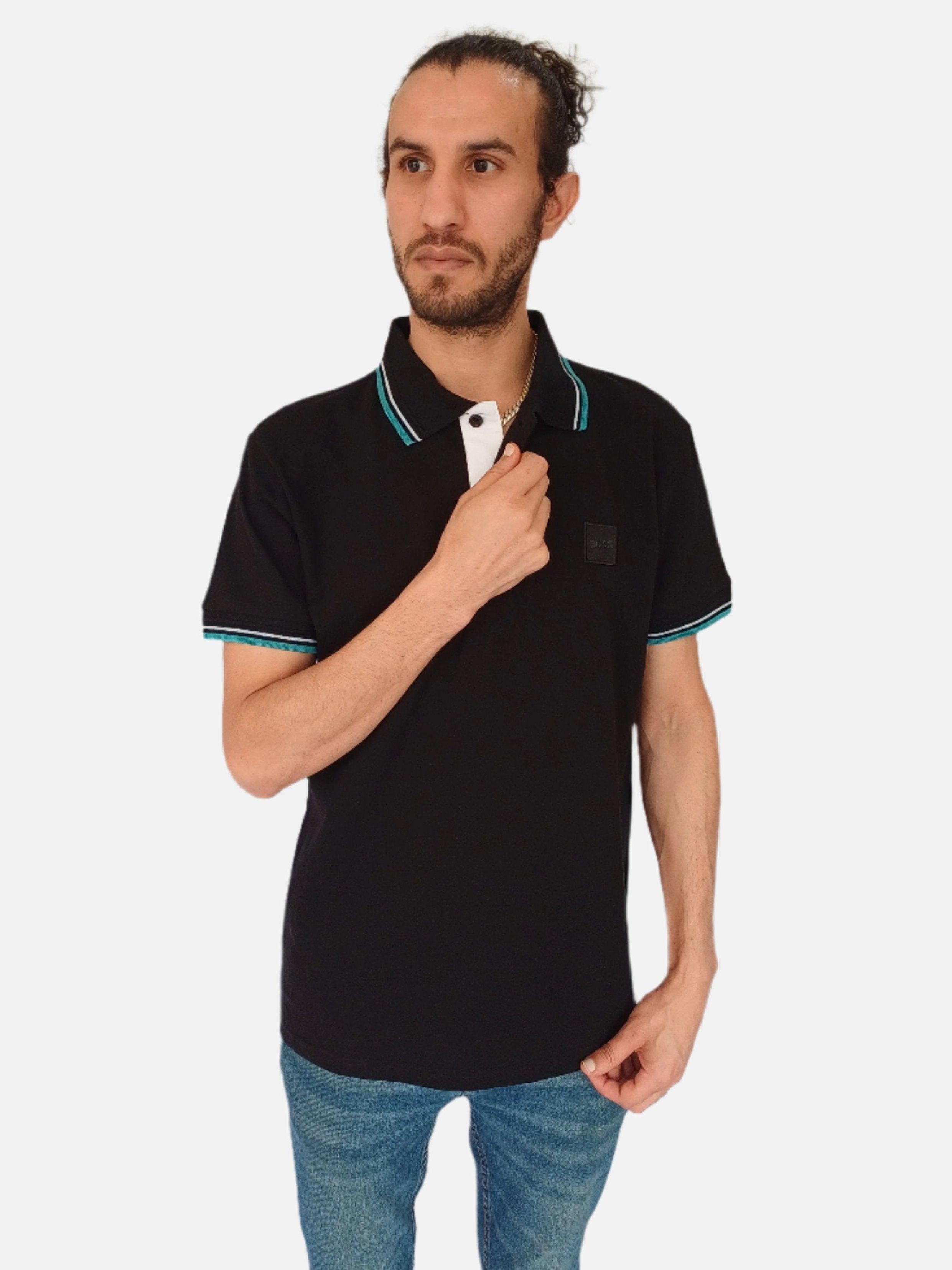 Polo Boss à rayures noires, bleues et blanches