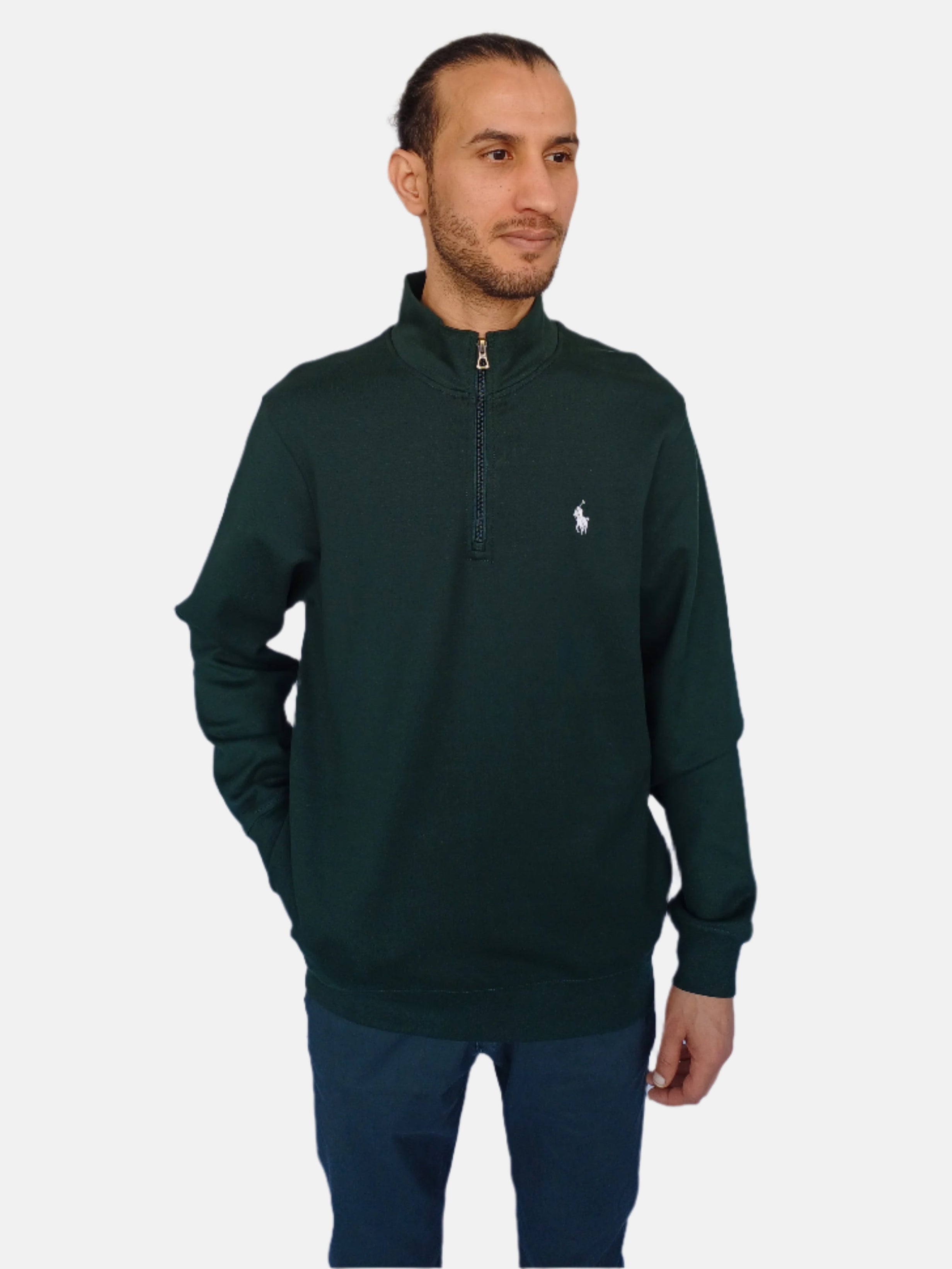 Ralph Lauren Green Custom Slim Fit Quarter(1/4)-Zip Sweatshirt 710666998002