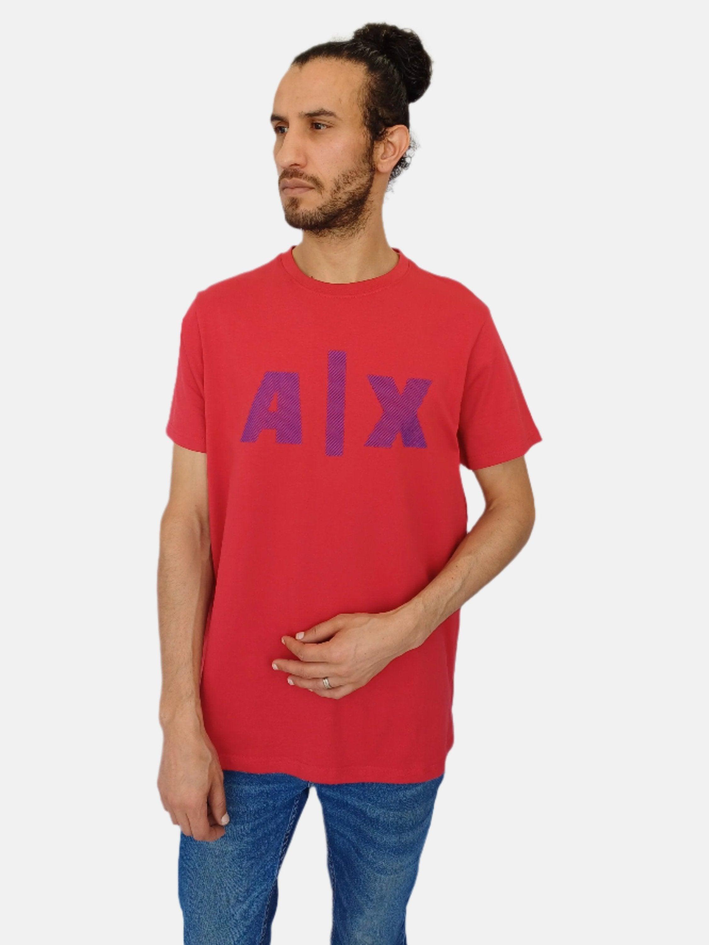 T-shirt à col rond imprimé Armani Exchange rouge AX violet