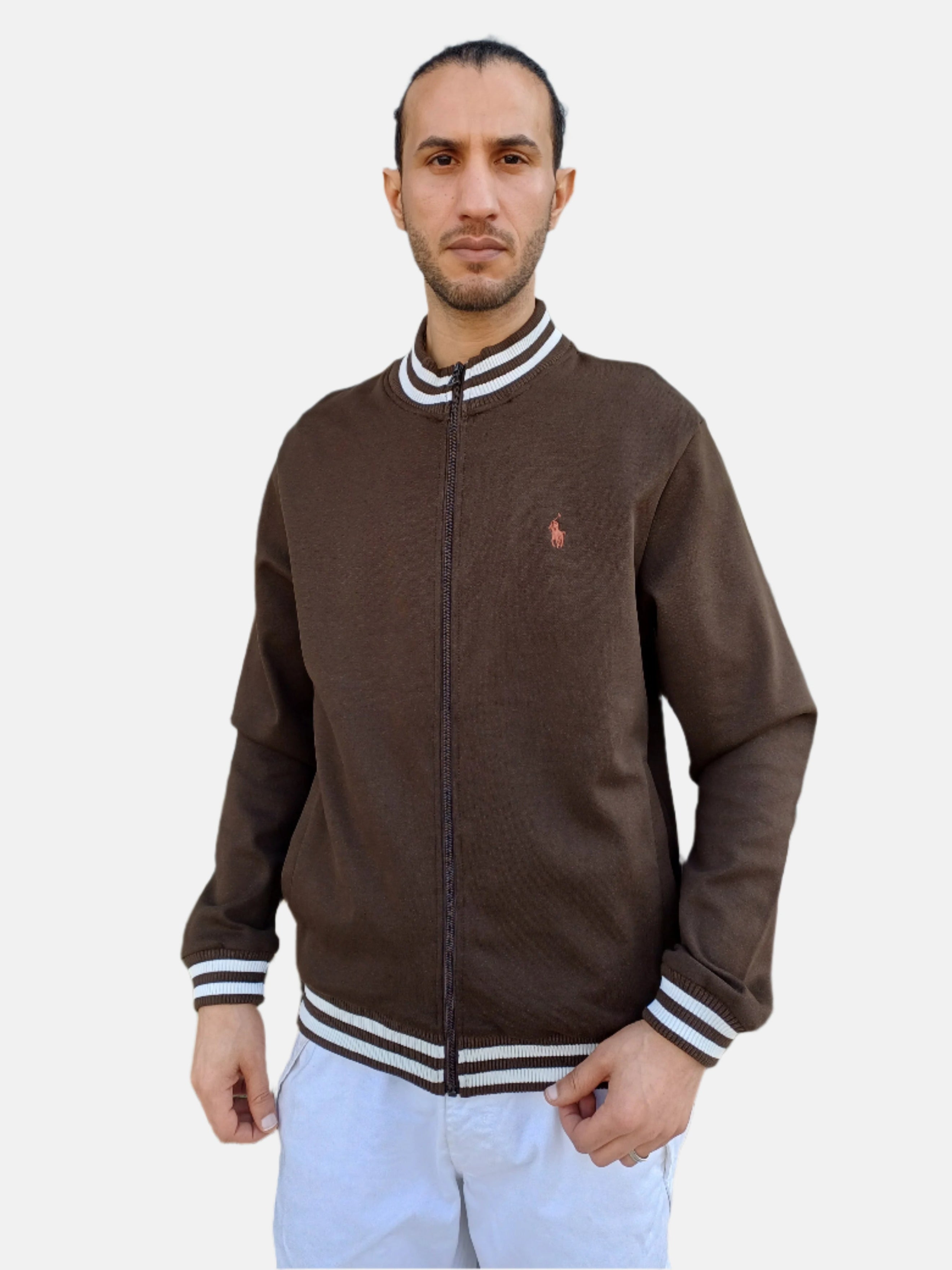 Ralph Lauren Brown Men Custom Slim Fit Full-Zip Jacket