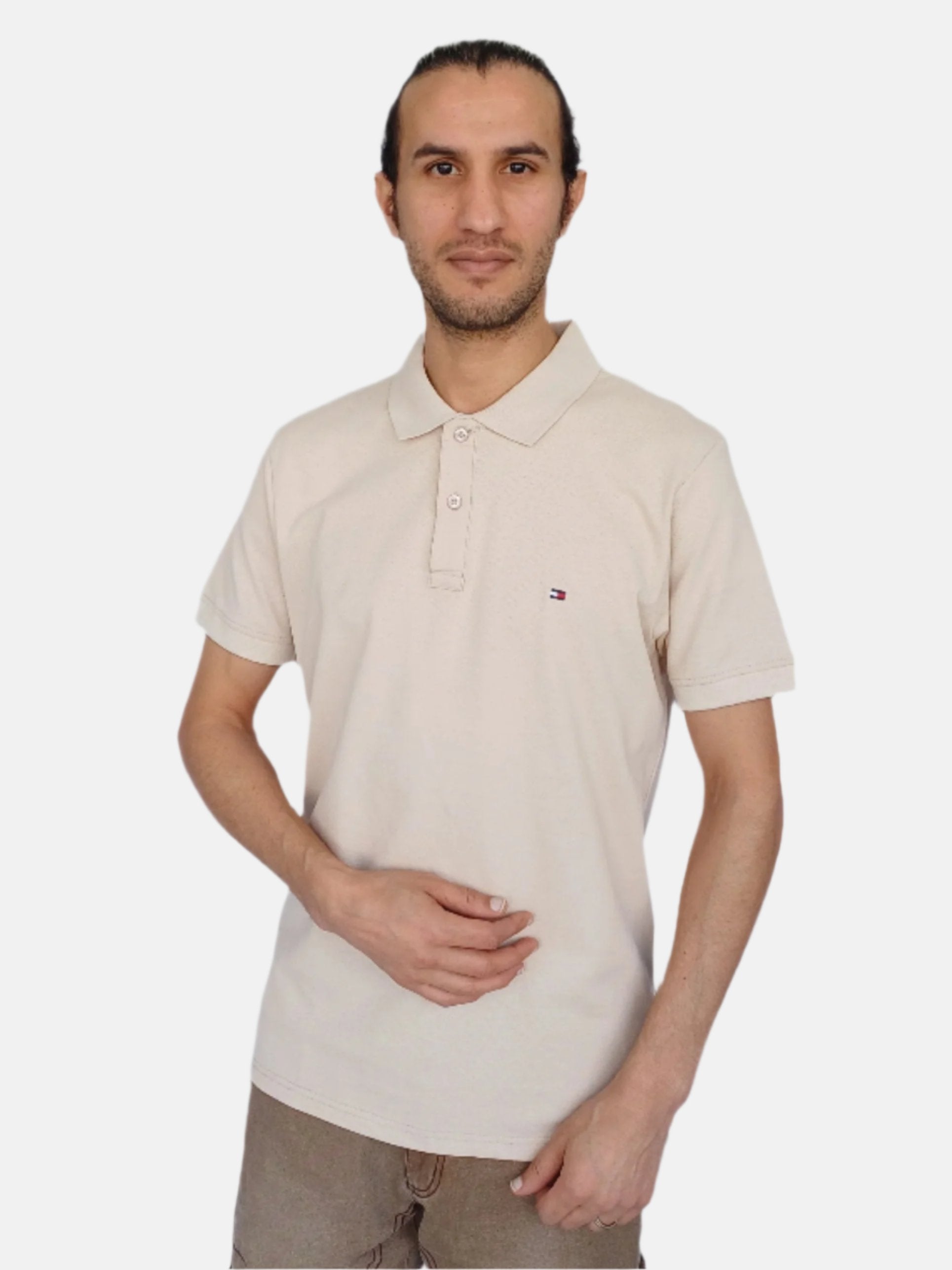 Tommy Hilfiger Men Polo T-shirt Plain Beige