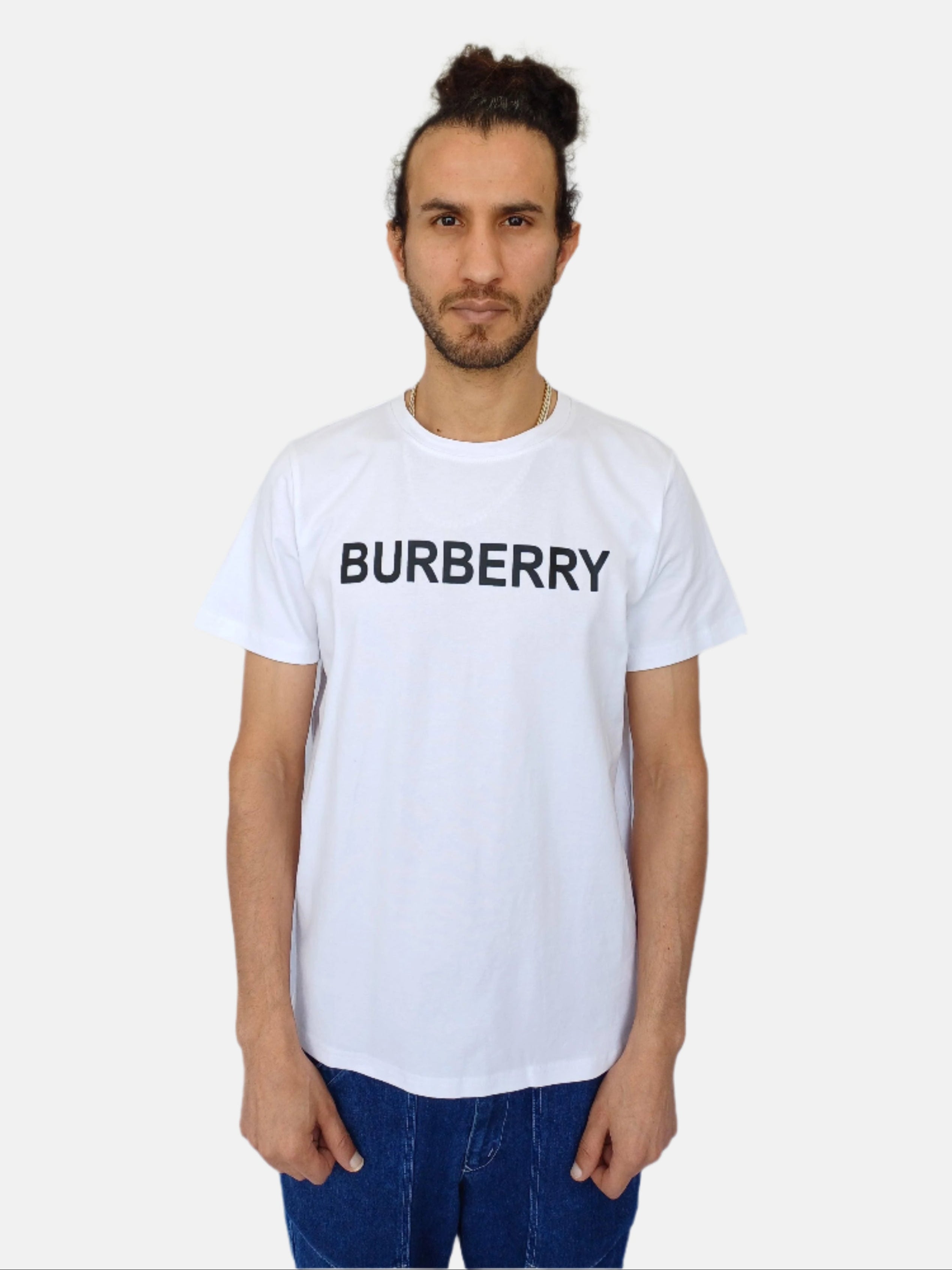 T-shirt col rond Burberry blanc