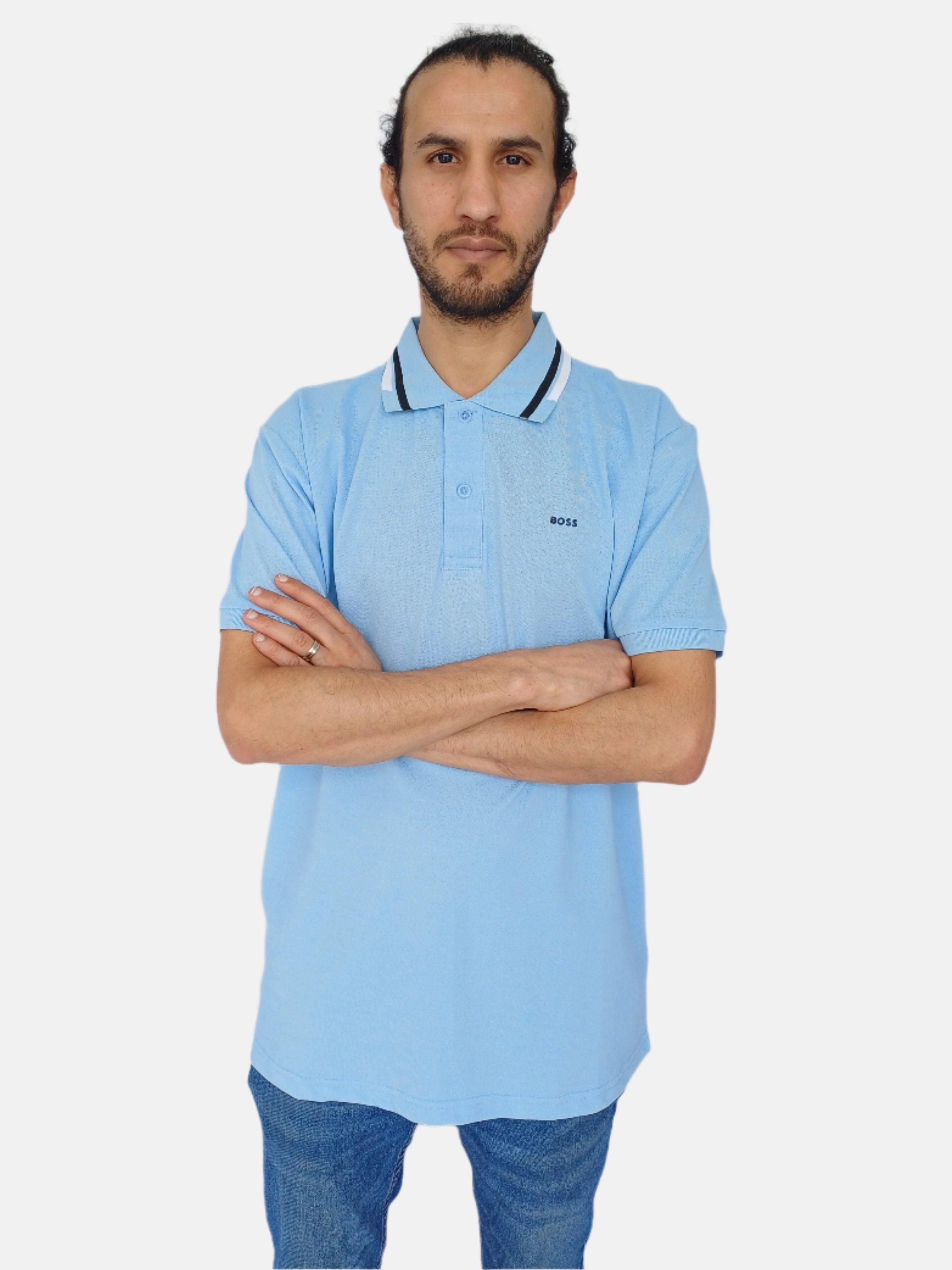 Polo Boss à rayures bleu, noir et blanc