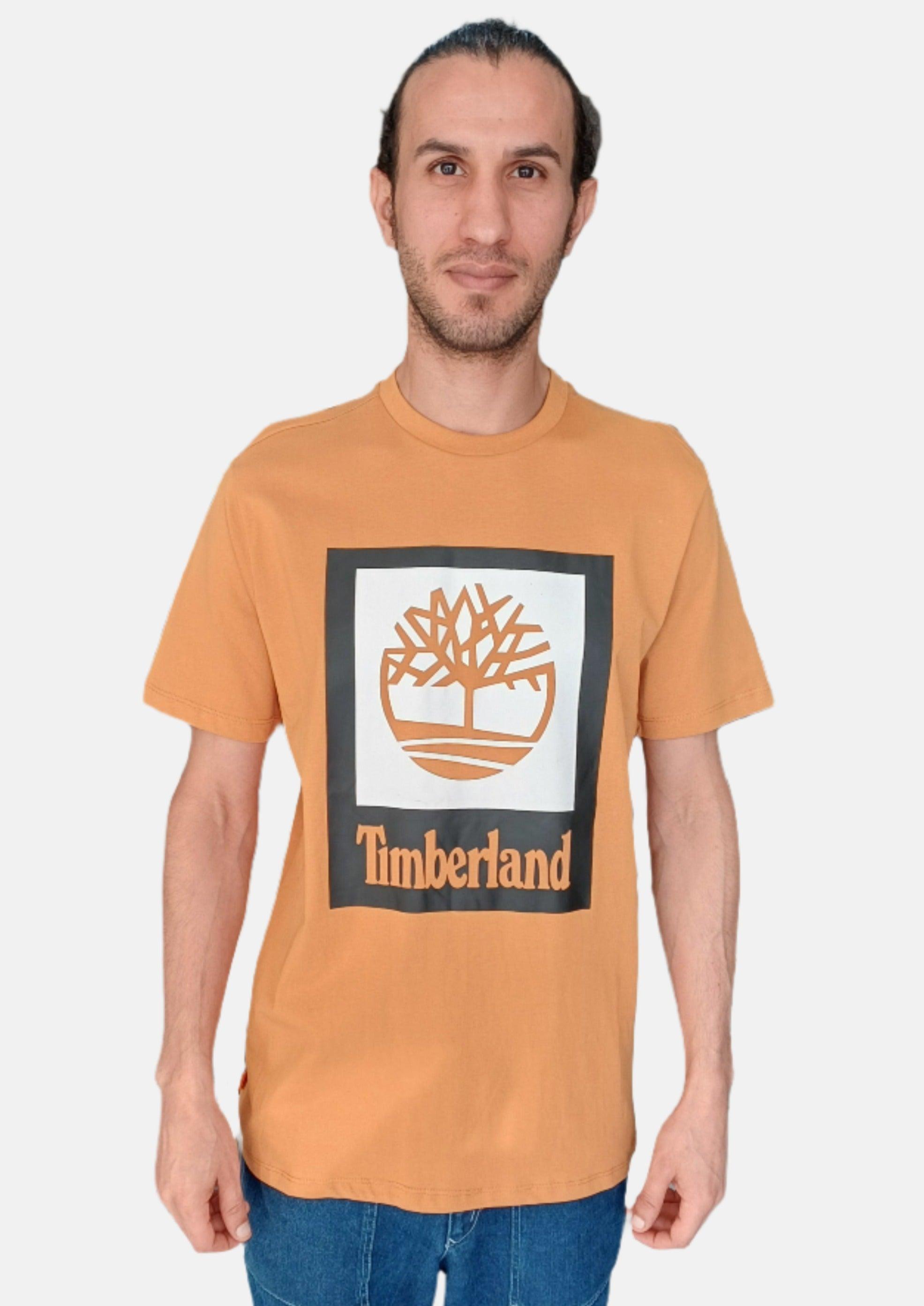 T-SHIRT TIMBERLAND NOIR IMPRIMÉ MARRON T-SHIRT RN POUR HOMMES