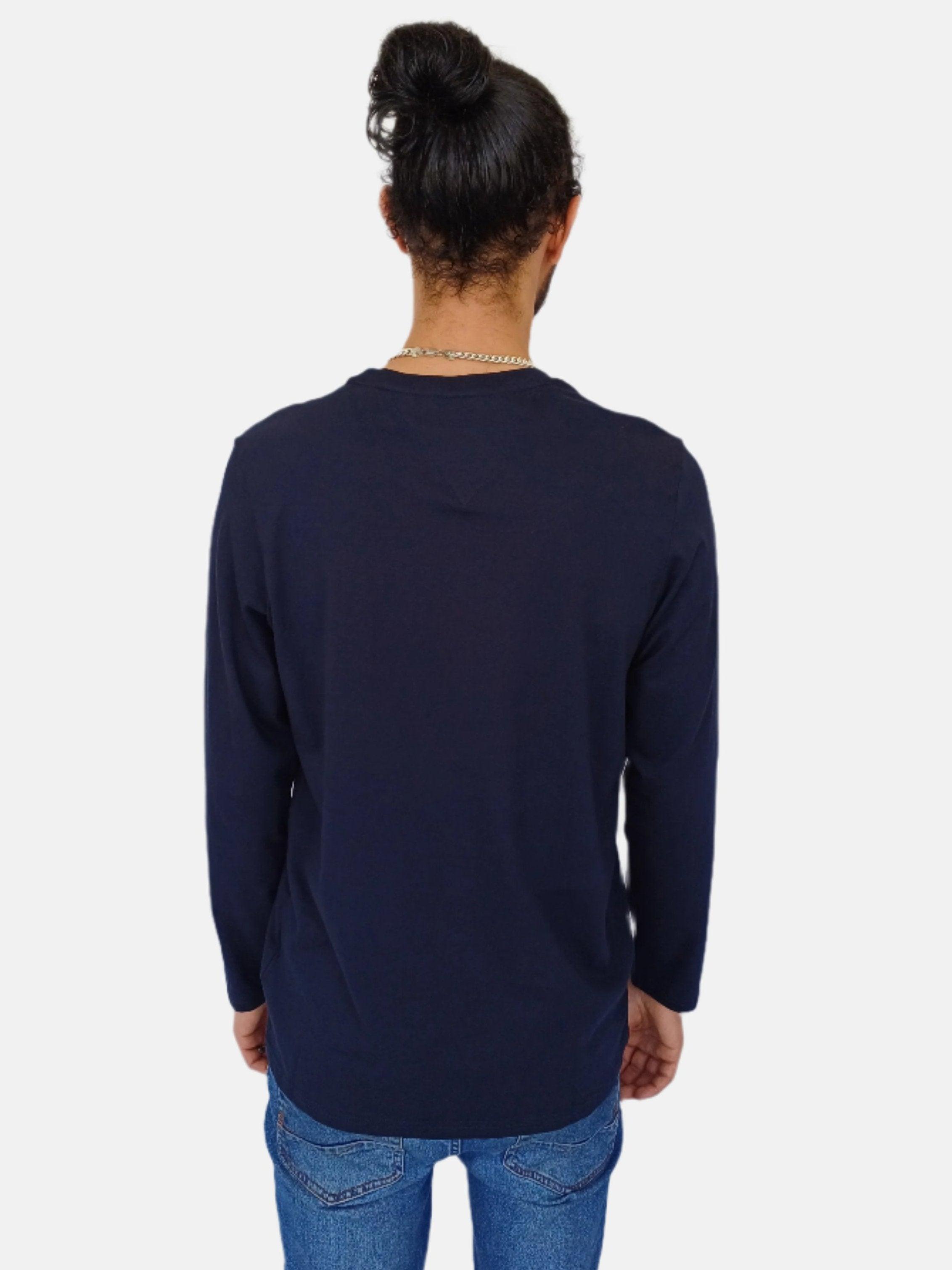 Navy Tommy Hilfiger Men Stretch Slim Fit Long Sleeve T-shirt