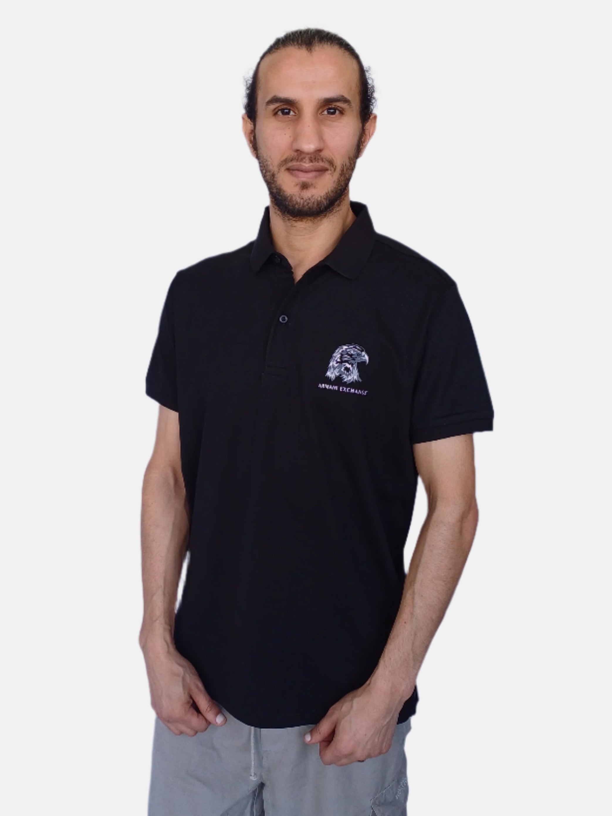 Black Eagle Logo Print Armani Exchange Men Polo T-shirt