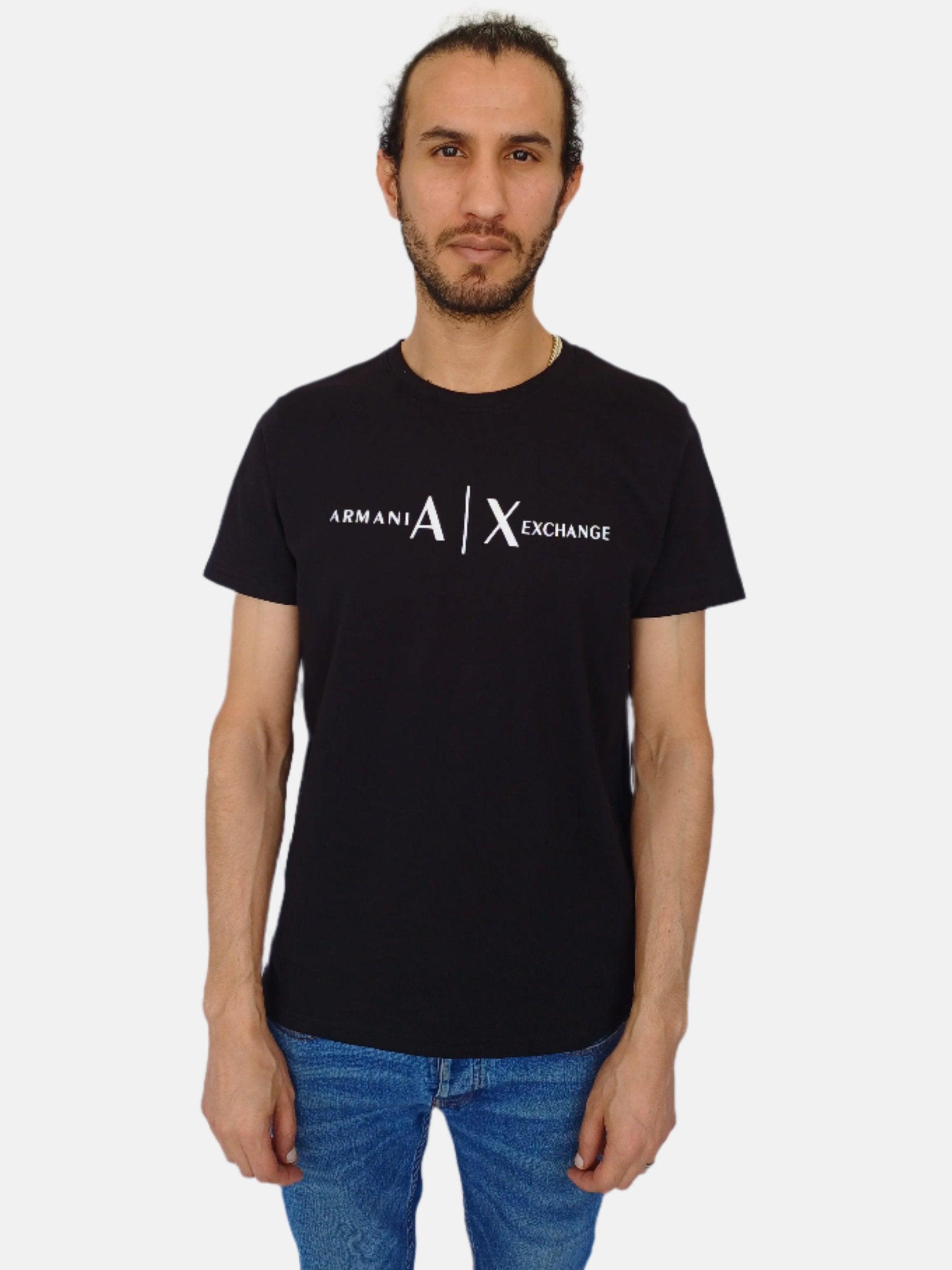 T-shirt col rond imprimé noir et blanc Armani Exchange