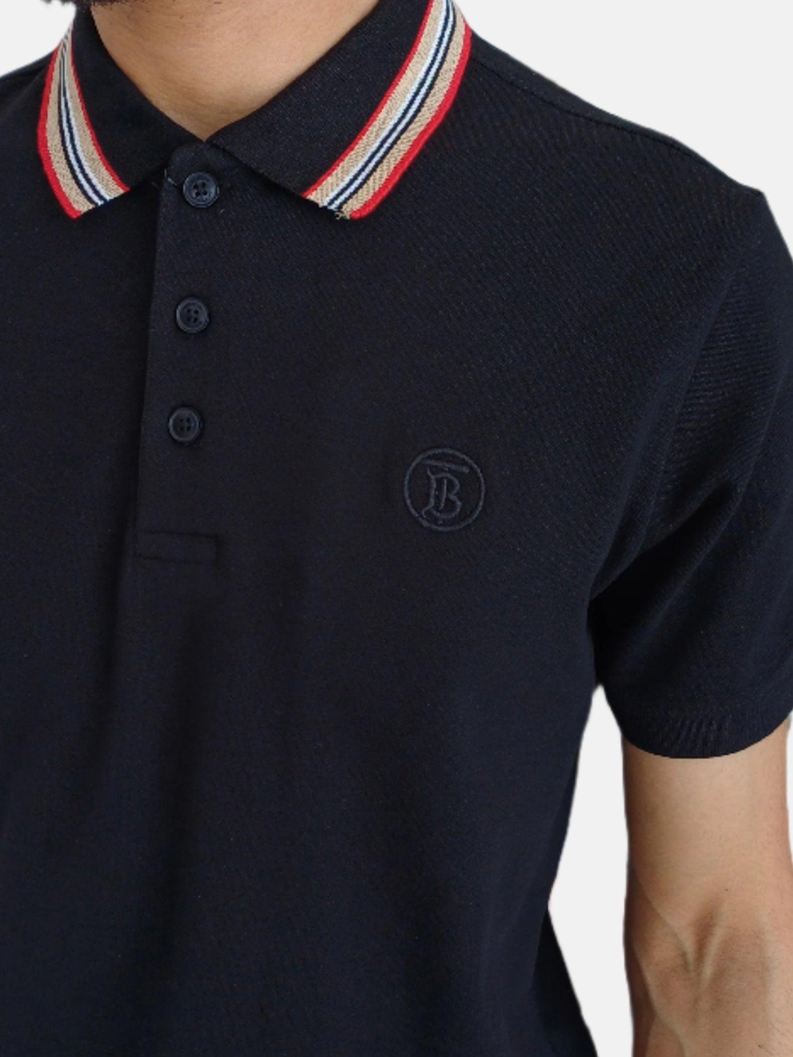 BURBERRY Black Stripe Men Polo T-shirt