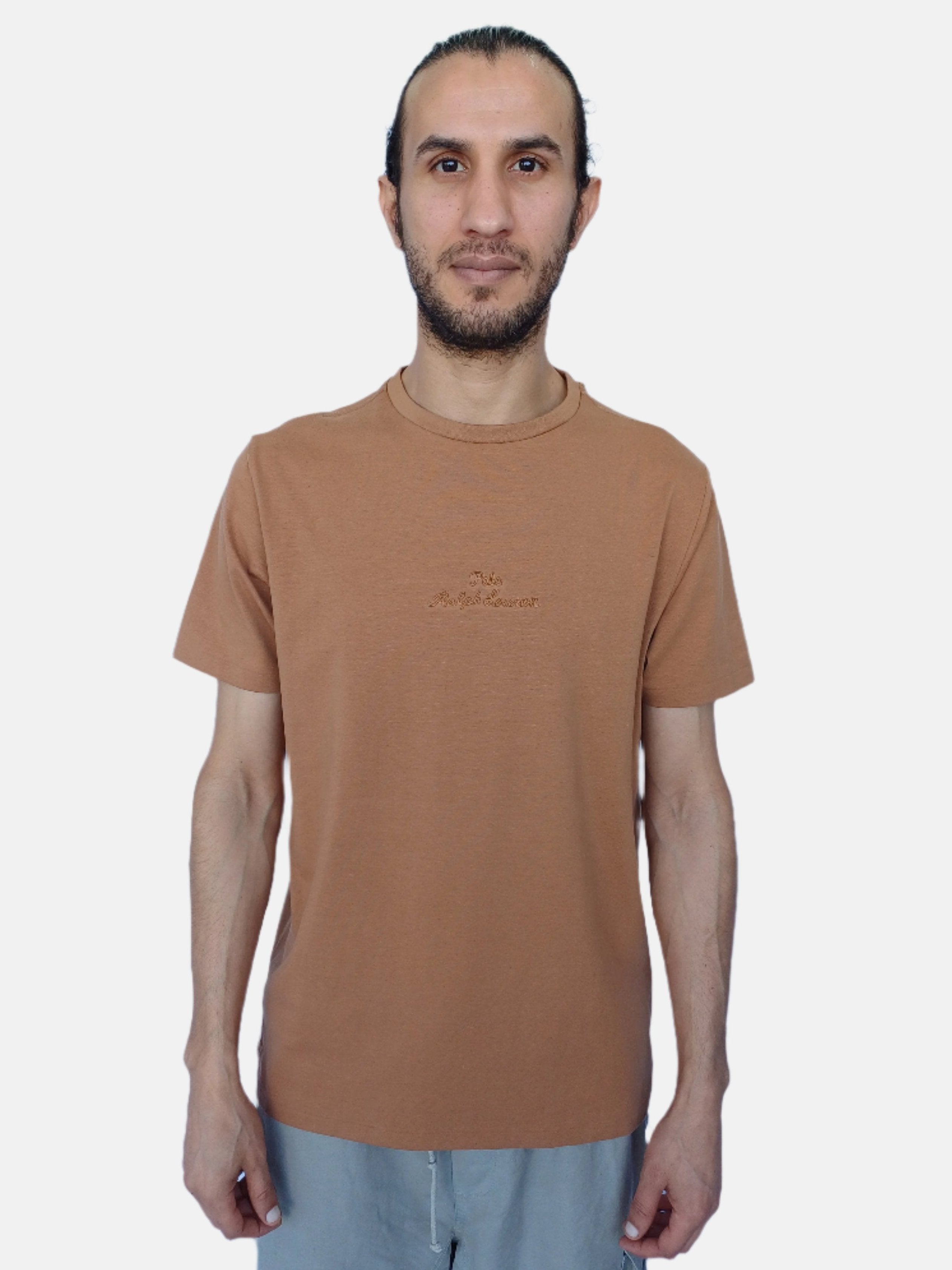 T-shirt Slim Fit personnalisé à col rond pour homme Ralph Lauren marron 656340