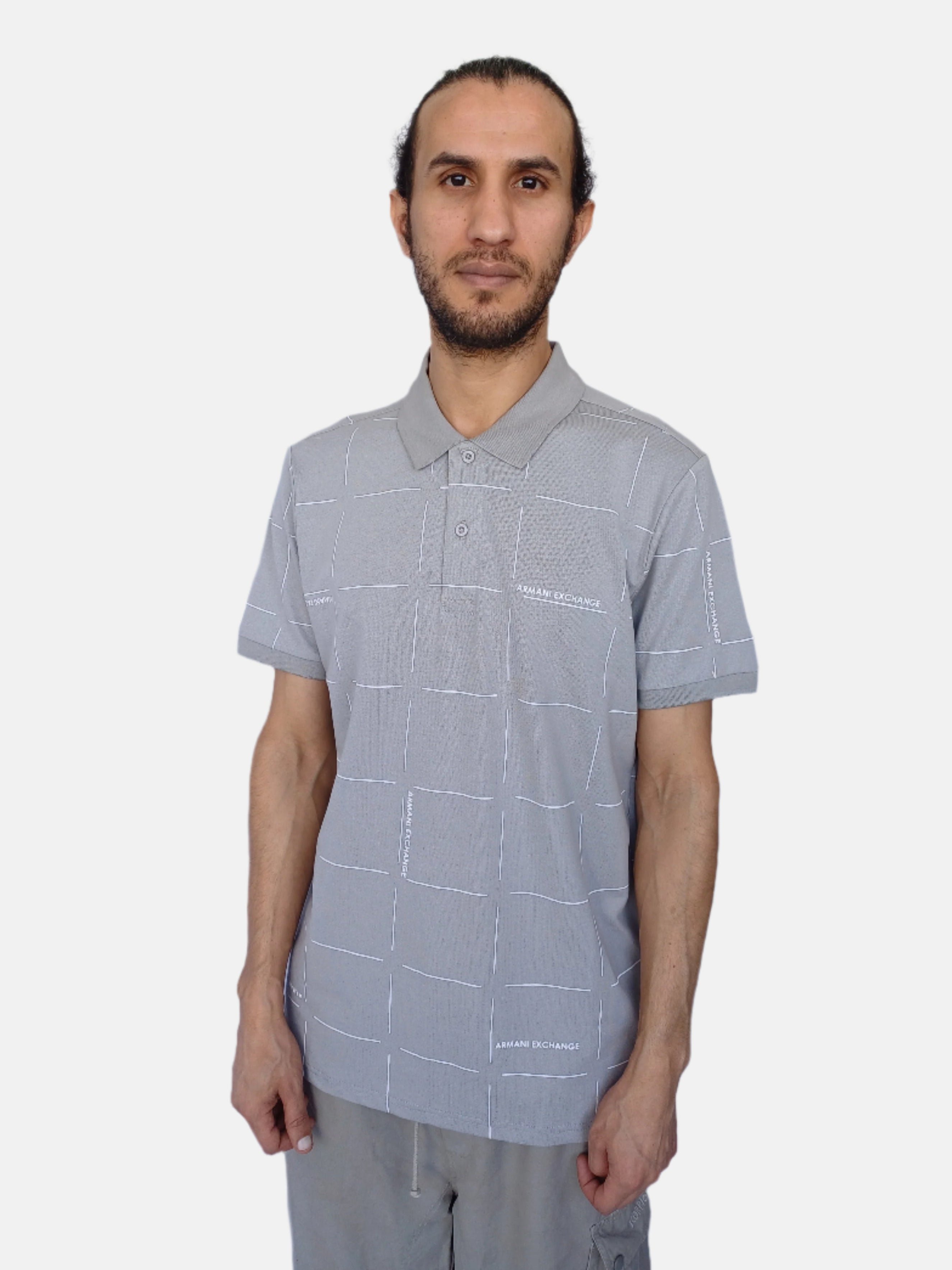 Polo Armani Exchange gris pour homme