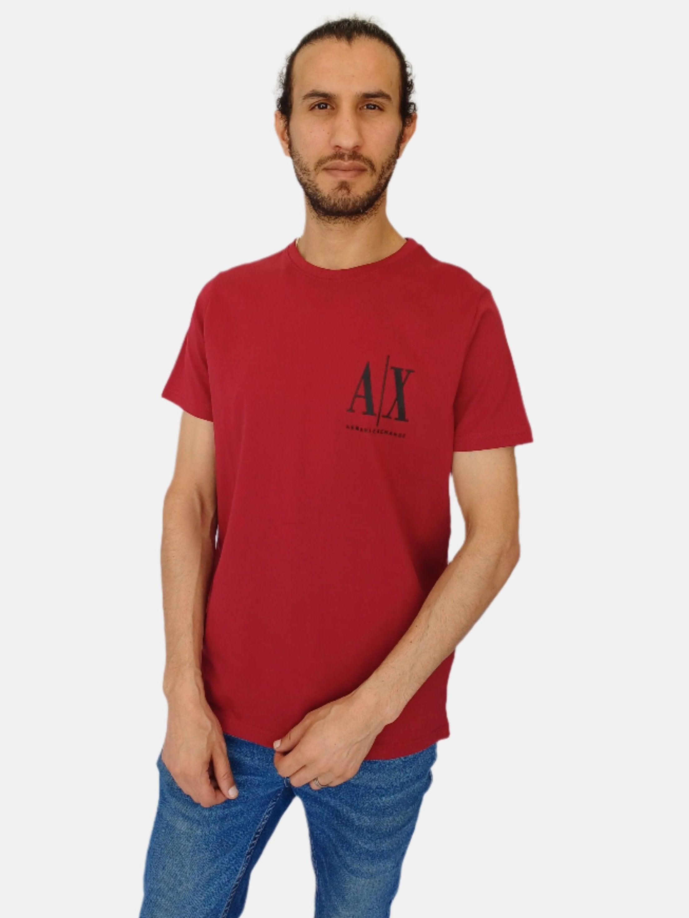 Wine Armani Exchange Round Neck T-shirt