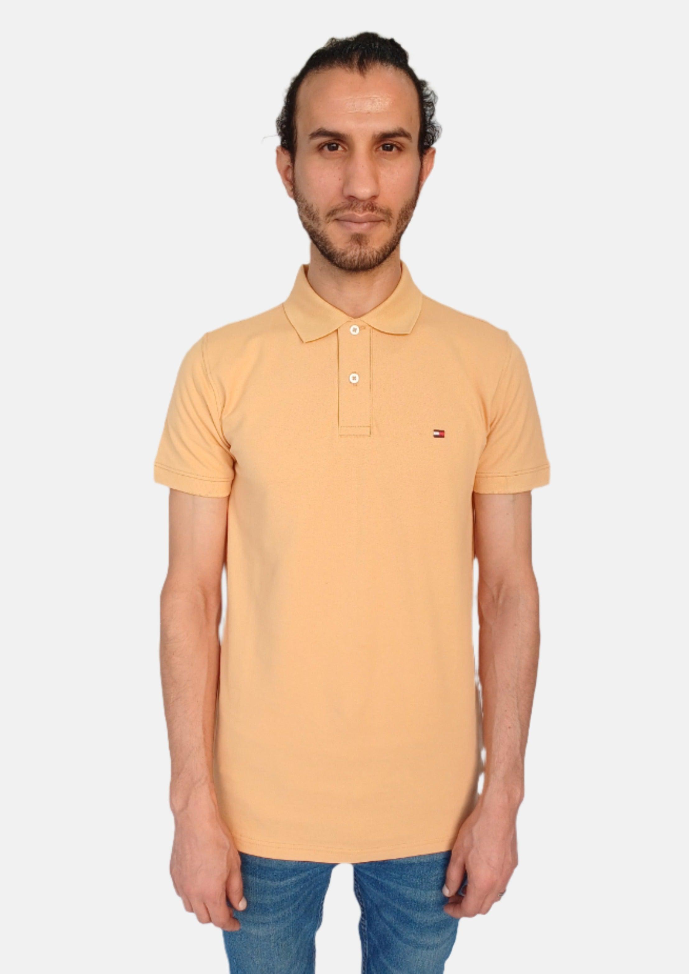 Polo Tommy Hilfiger Sand pour homme, coupe slim