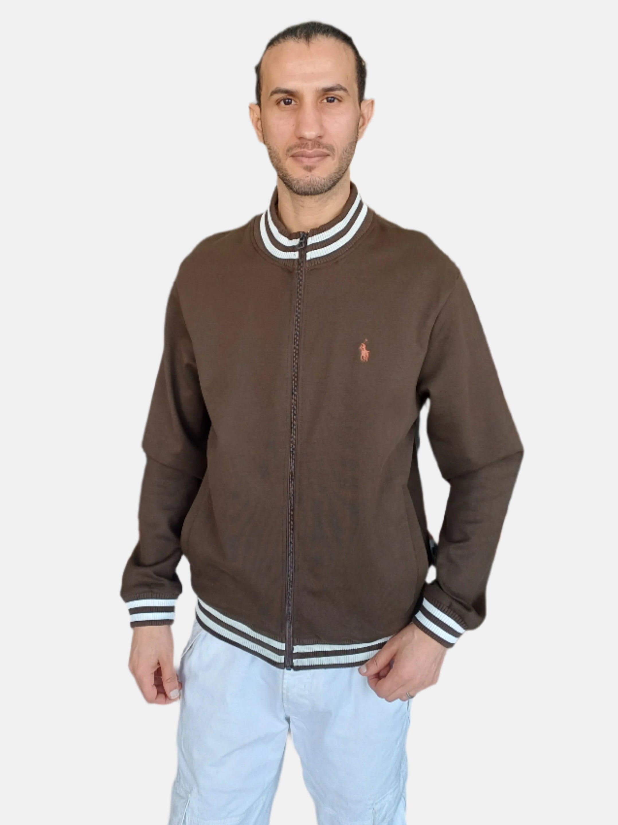 Ralph Lauren Brown Men Custom Slim Fit Full-Zip Jacket