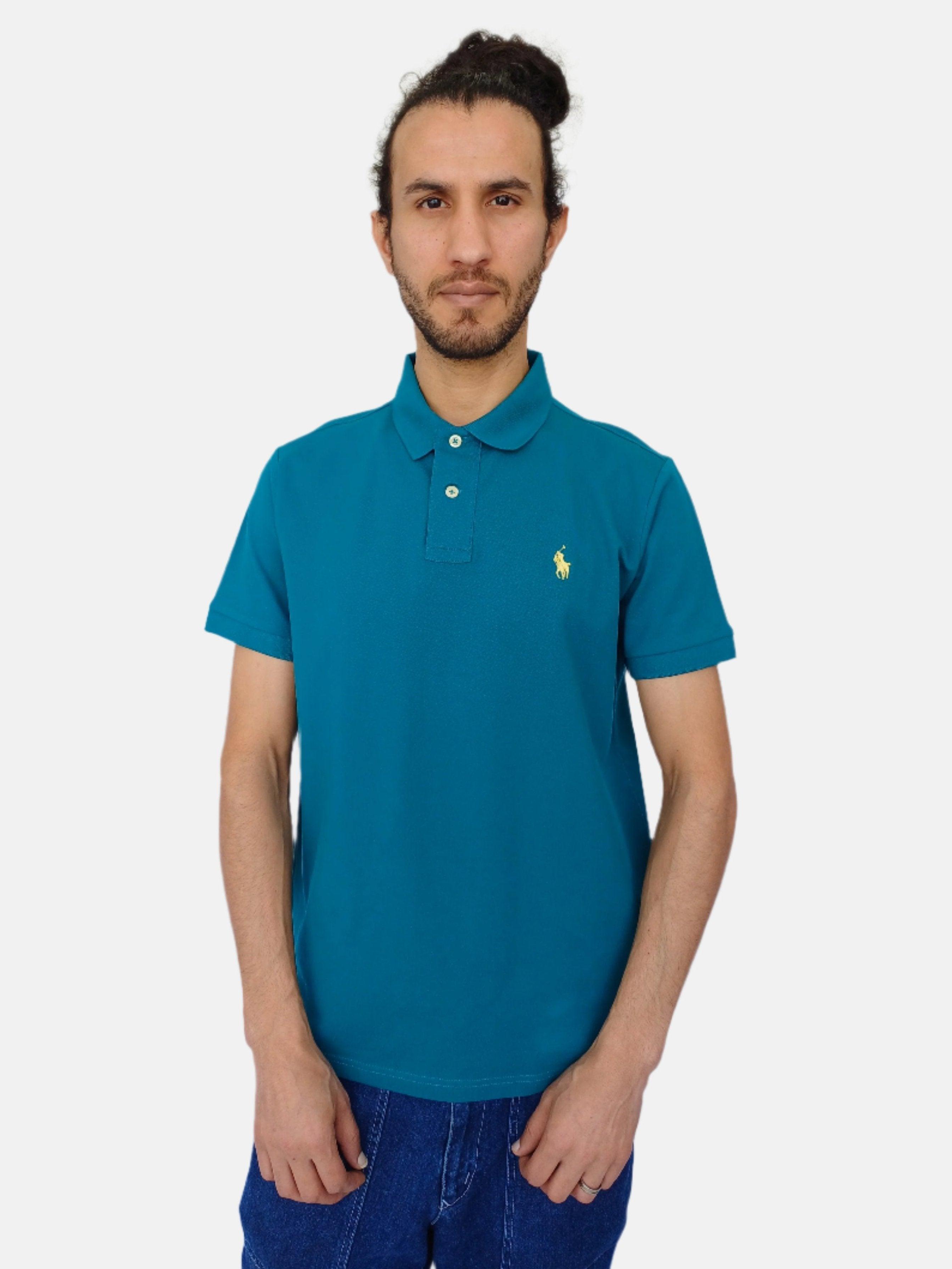 Polo vert Ralph Lauren pour homme uni, coupe slim, petit poney