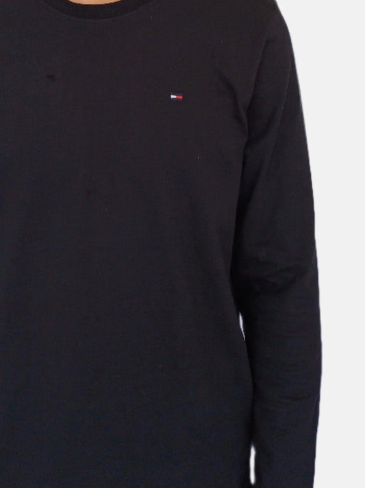 Black Tommy Hilfiger Men Stretch Slim Fit Long Sleeve T-shirt